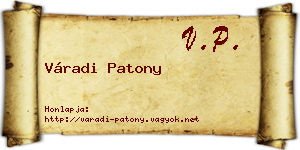 Váradi Patony névjegykártya